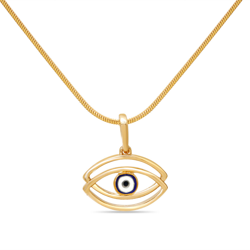 14KT Yellow Gold Layered Evil Eye Pendant,,hi-res thumbnail 2