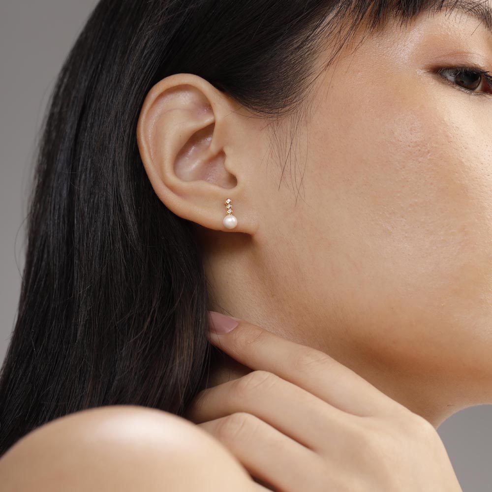 Soft Lustre Diamond Stud Earrings,,hi-res thumbnail 2