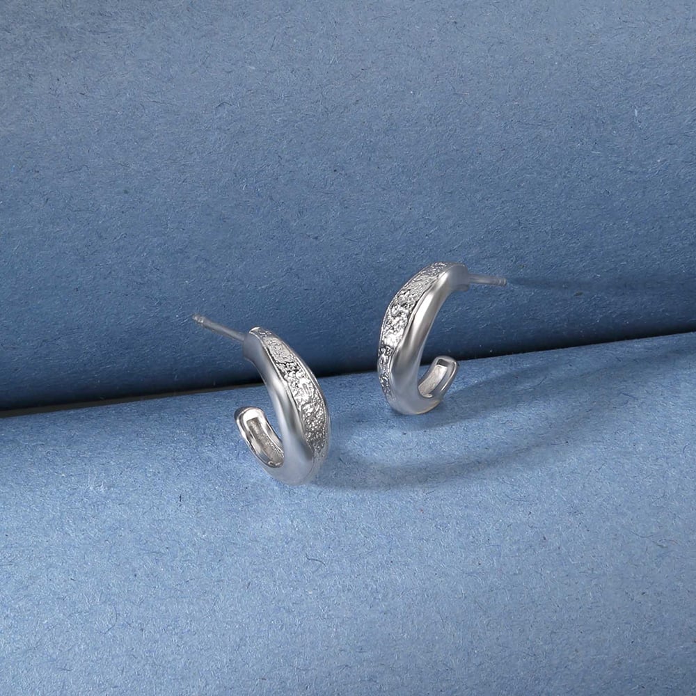 Textured Bold Silver Hoop Earrings