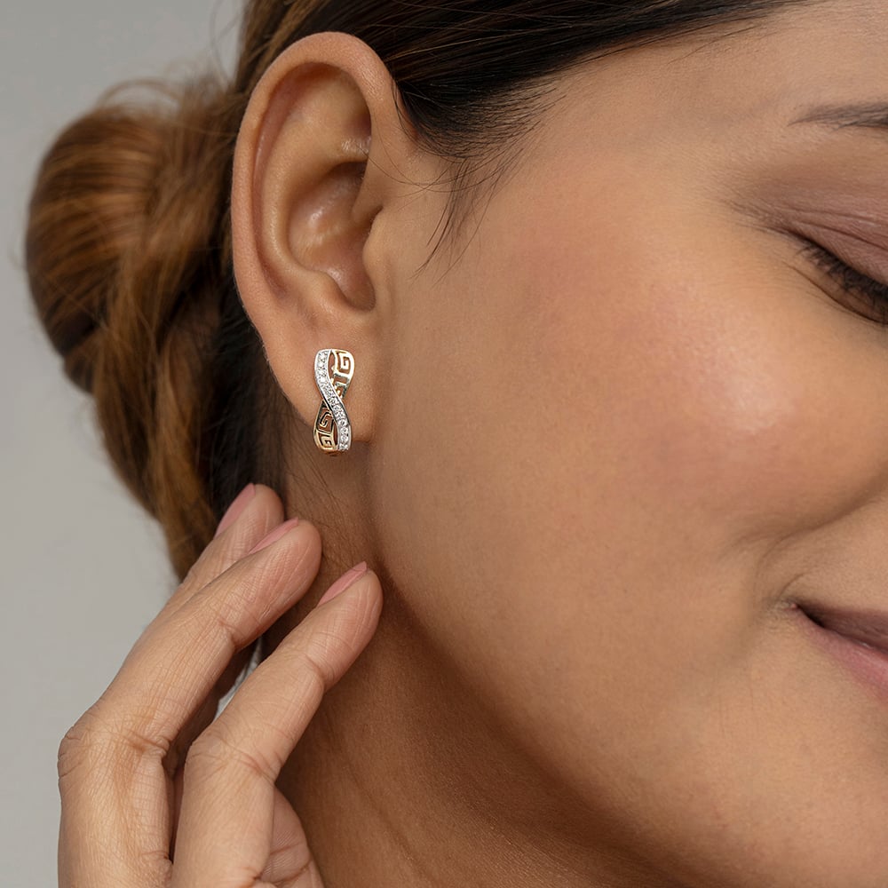 Infinity Chic Gold & Diamond Hoop Earrings,,hi-res thumbnail 2