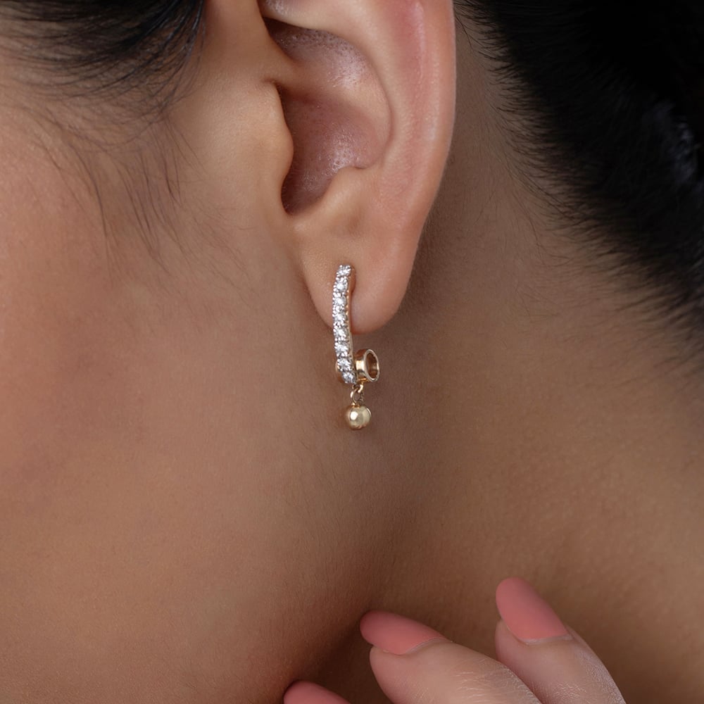 Dual Tone Gold & Diamond Drop Earrings,,hi-res thumbnail 2