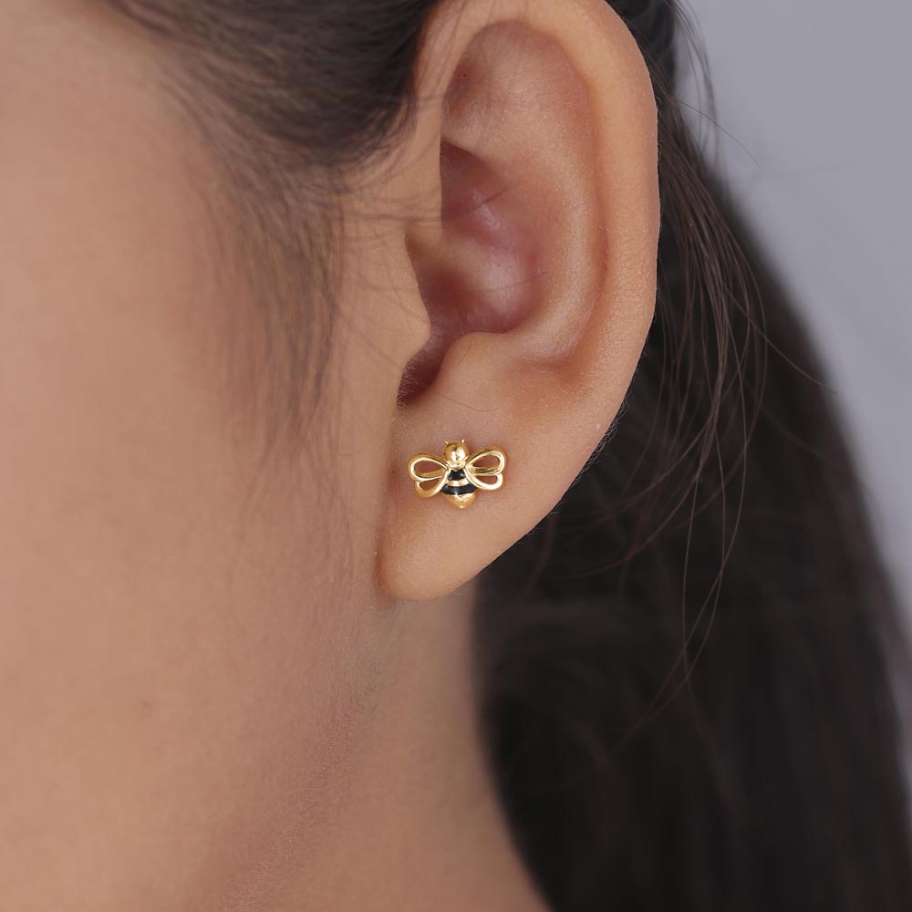 Buddy Bee Gold Stud Earrings,,hi-res thumbnail 2
