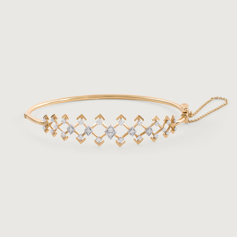 Zig-Zag Elegance Gold & Diamond Bangle,,hi-res thumbnail 4