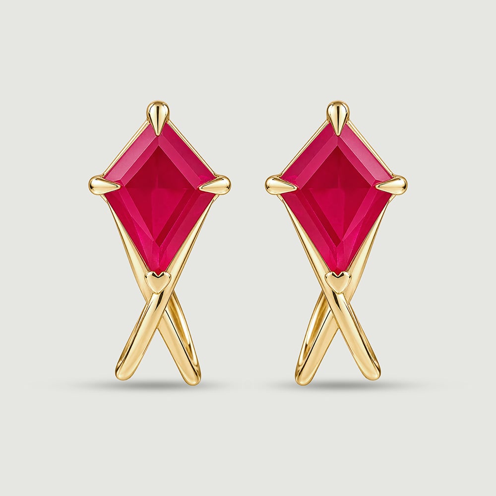 Twisted Red Gold Hoop Earrings