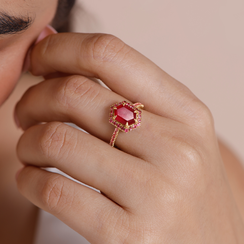Radiant Red Tourmaline Gold Ring,,hi-res thumbnail 2