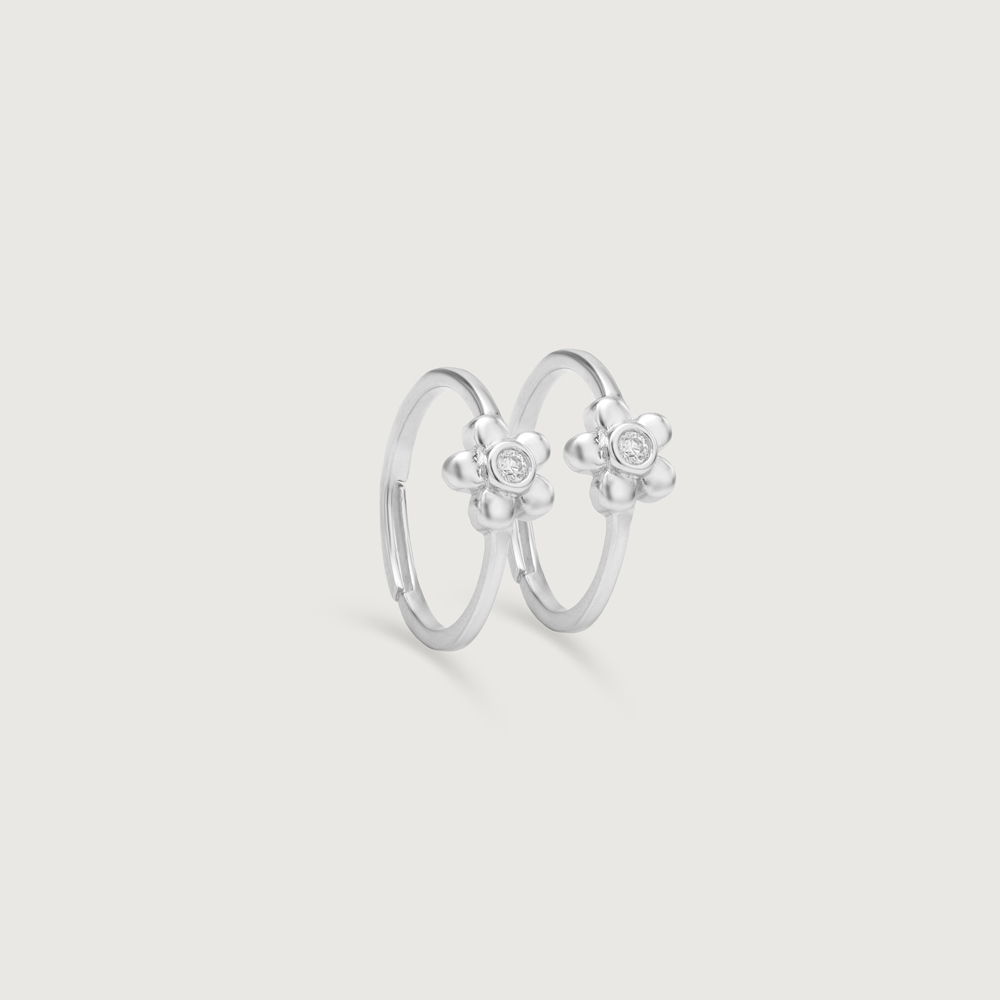 Floral Charm Silver Toe Rings,,hi-res thumbnail 3