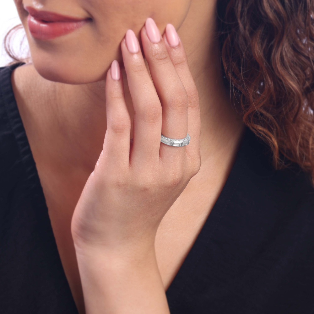 Radiant Baguette Silver Ring,,hi-res thumbnail 2