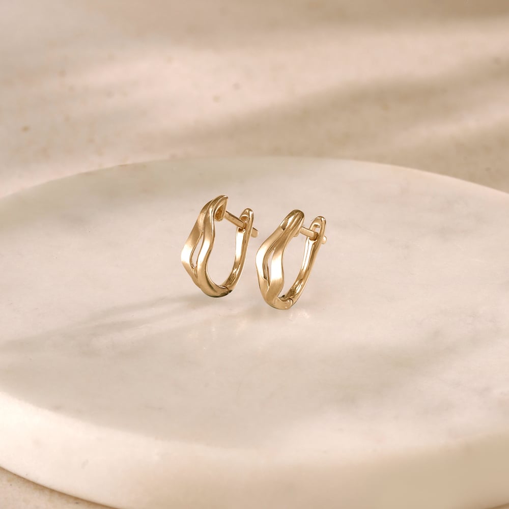 Sculpted Flow Gold Hoop Earrings