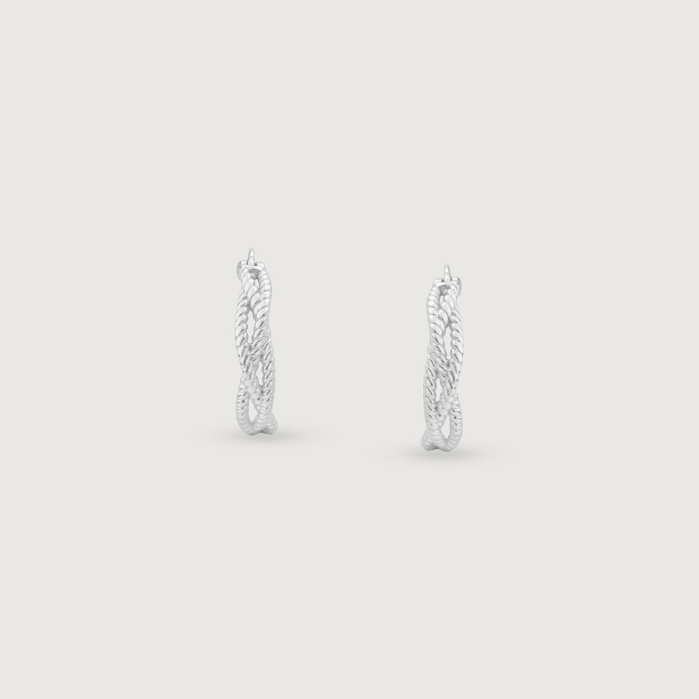 Braided Luster Silver Hoop Earrings,,hi-res thumbnail 5