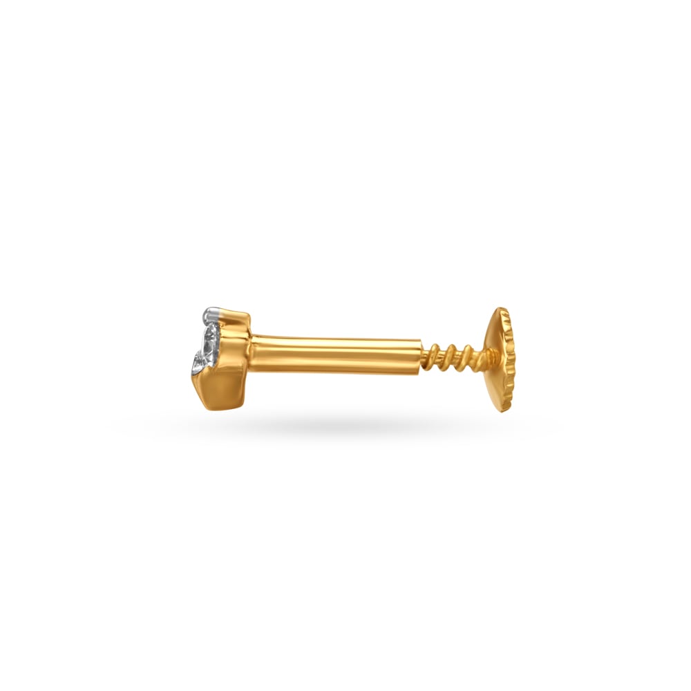 18KT Yellow Gold Delicate Nose Pin,,hi-res thumbnail 2