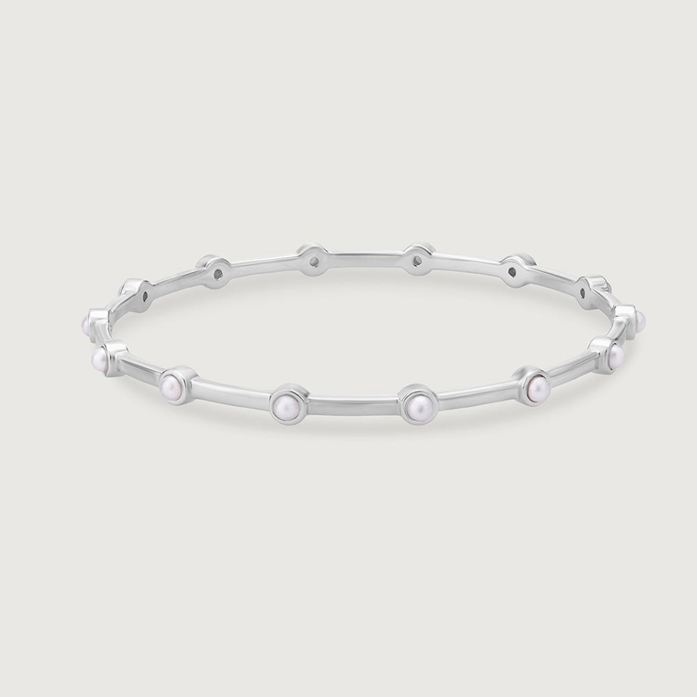 Playful Pearl Silver Bangle,,hi-res thumbnail 3