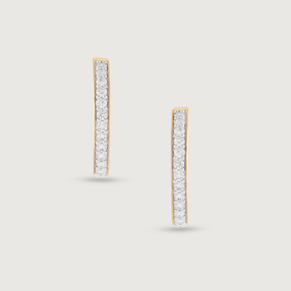 Oval Chic Gold & Diamond Hoop Earrings,,hi-res thumbnail 3