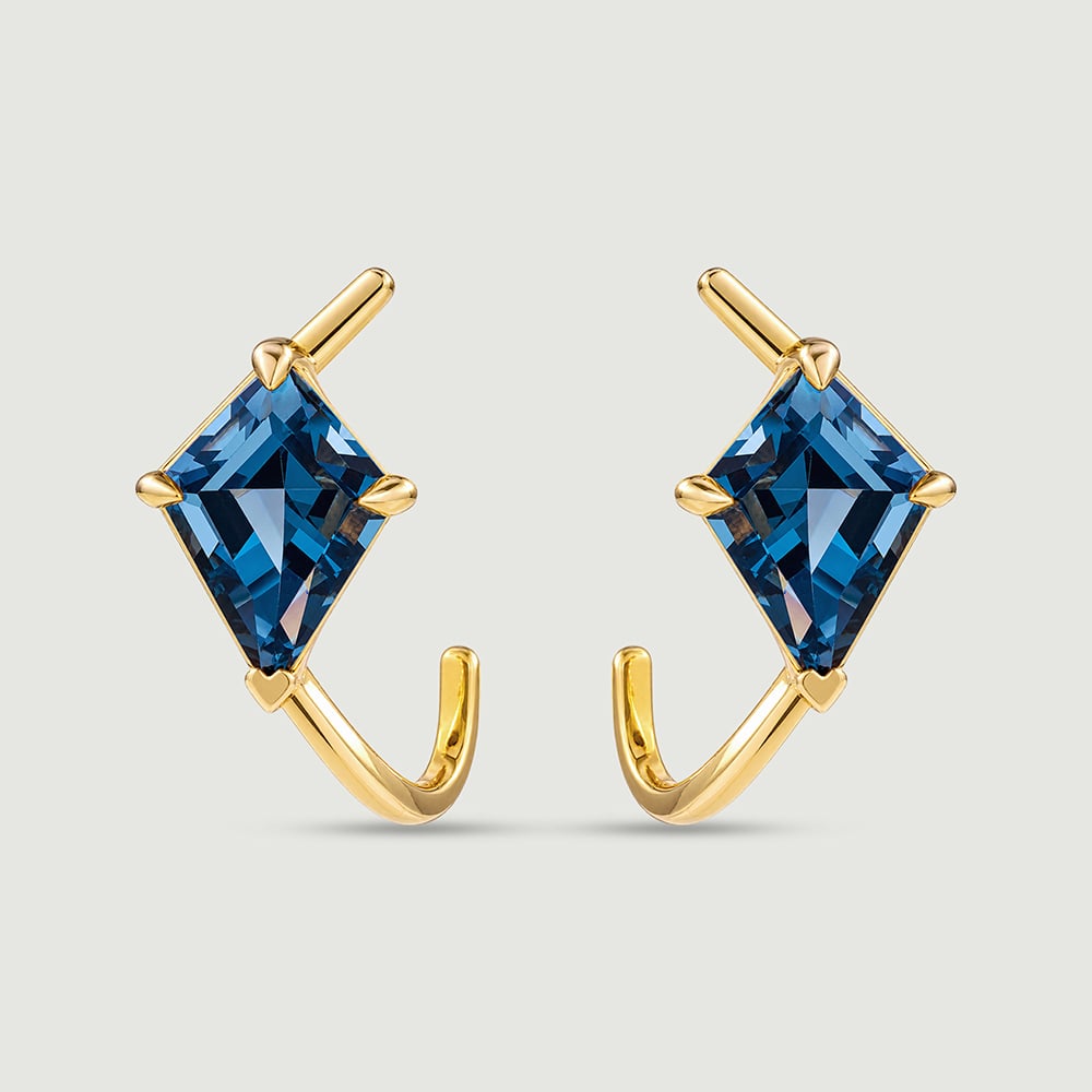 Azure Rays Topaz Gold Hoop Earrings