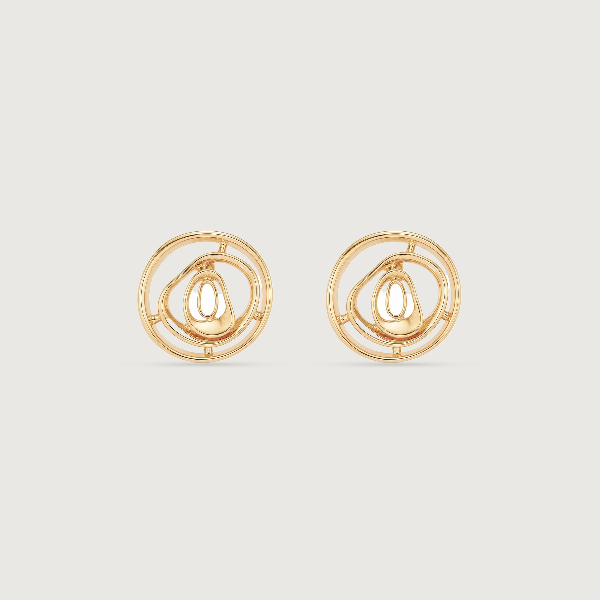 Serene Ripple Gold Stud Earrings