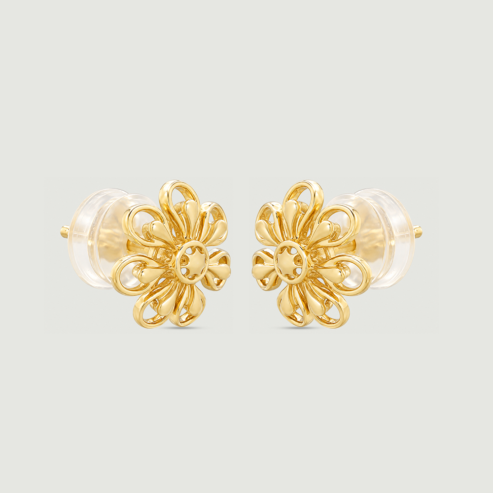 Radiant Floral Gold Stud Earrings,,hi-res thumbnail 4