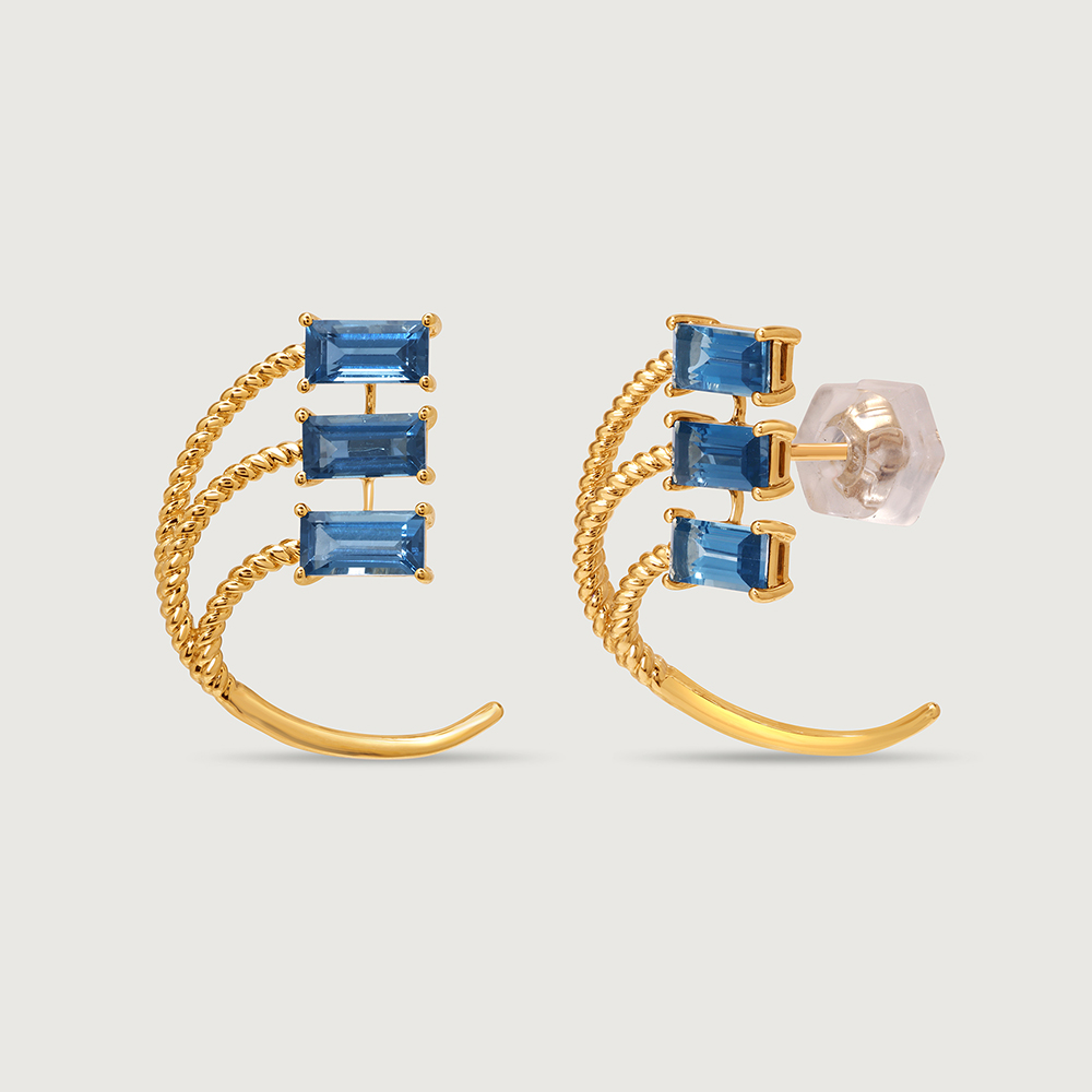 Azure 14KT London Blue Topaz Hoop Earrings,,hi-res thumbnail 4