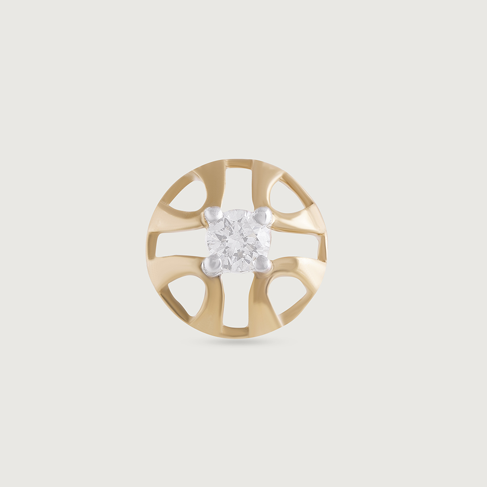 Mirrored Heritage Gold & Diamond Nose Pin,,hi-res thumbnail 2