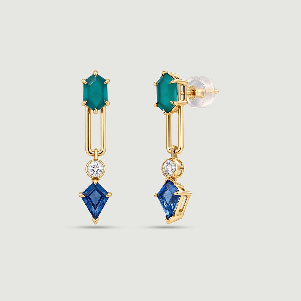 Fresh Geometric Onyx and Topaz Drop Earrings,,hi-res thumbnail 2