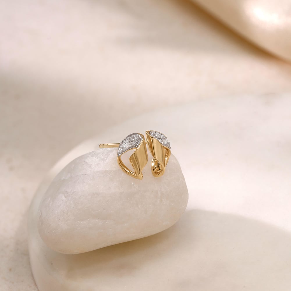 Sculpted Fold Diamond Stud Earrings