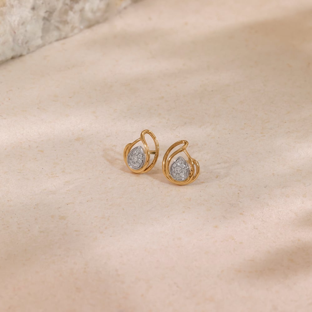 Opulent Fluid Diamond Platinum Gold Stud Earrings
