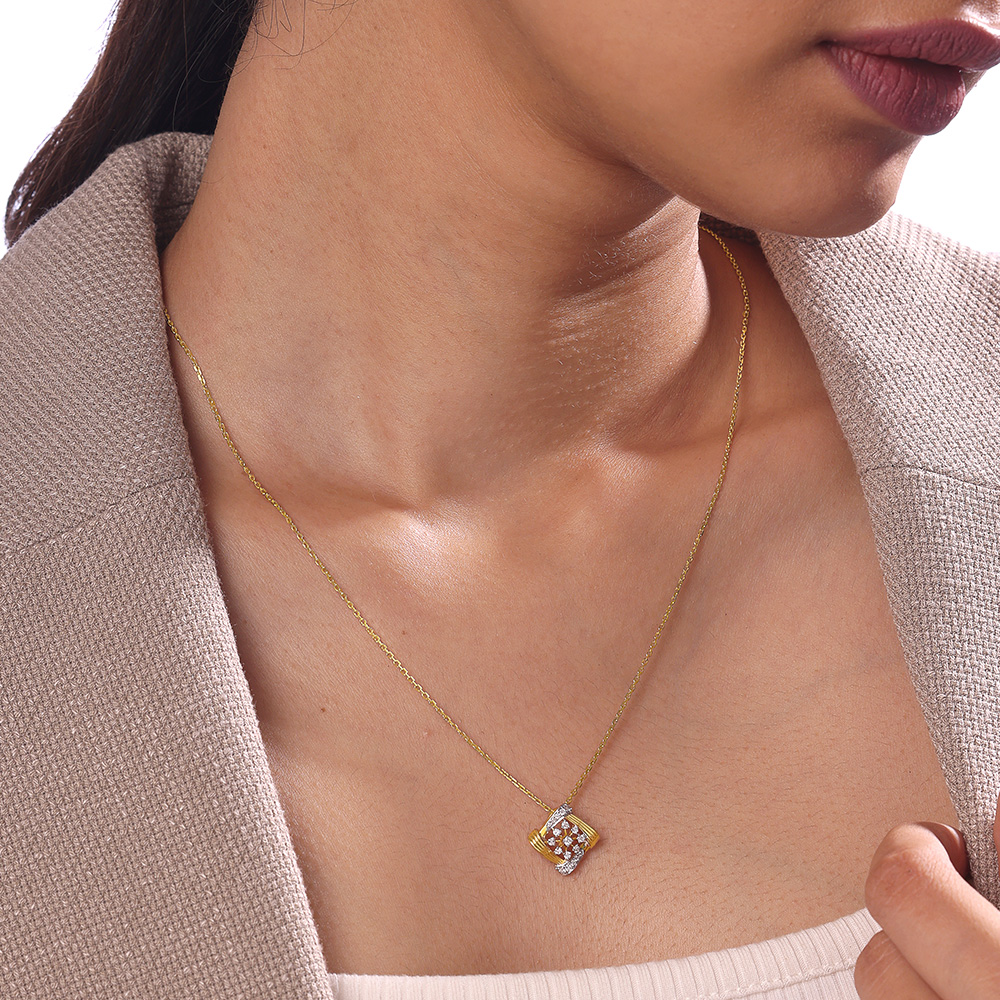 Luxe Floral Gold & Diamond Necklace,,hi-res thumbnail 2
