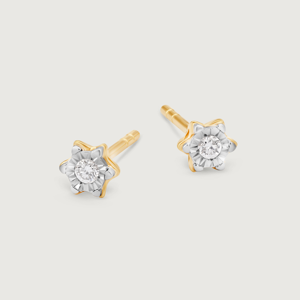 Twinkling Stars 14Kt Diamond Stud Earrings,,hi-res thumbnail 3