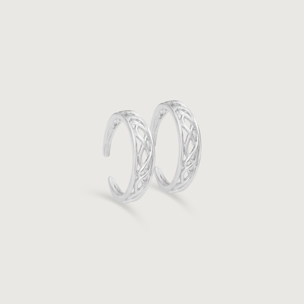 Bold Weave Silver Toe Rings,,hi-res thumbnail 3