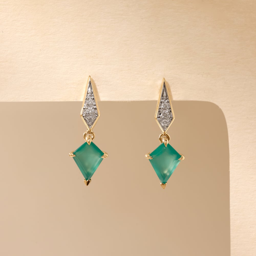 Bold Faceted Green Onyx Drop Earrings