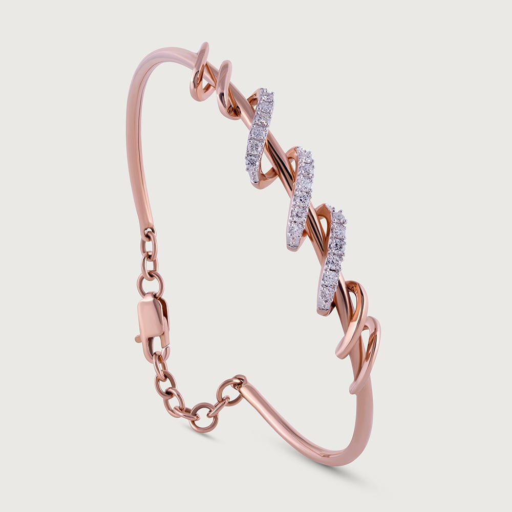 Twisted Blend Diamond & Gold Bangle,,hi-res thumbnail 5