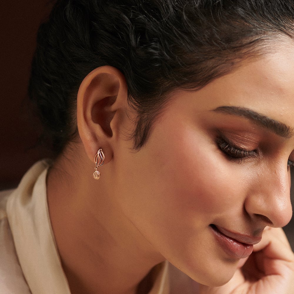 Fluid Layered Gold Drop Earrings,,hi-res thumbnail 2