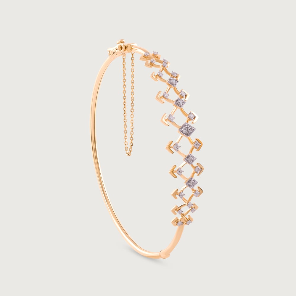 Zig-Zag Elegance Gold & Diamond Bangle,,hi-res thumbnail 6