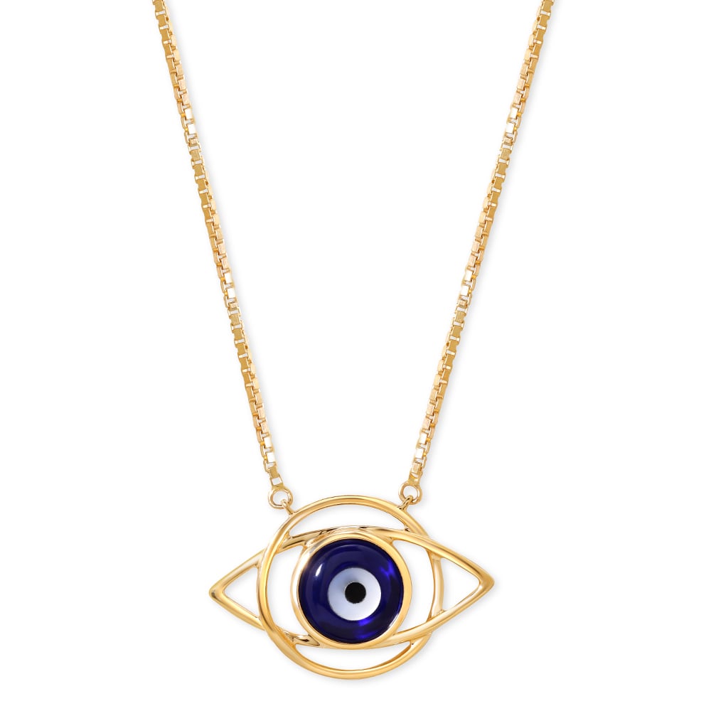14KT Yellow Gold Geometric Evil Eye Necklace,,hi-res thumbnail 4