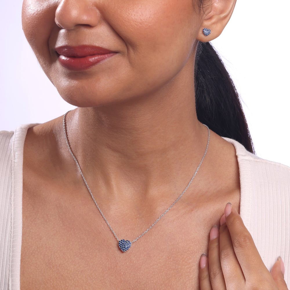 Sassy Midnight Silver Earrings and Necklace Set,,hi-res thumbnail 2