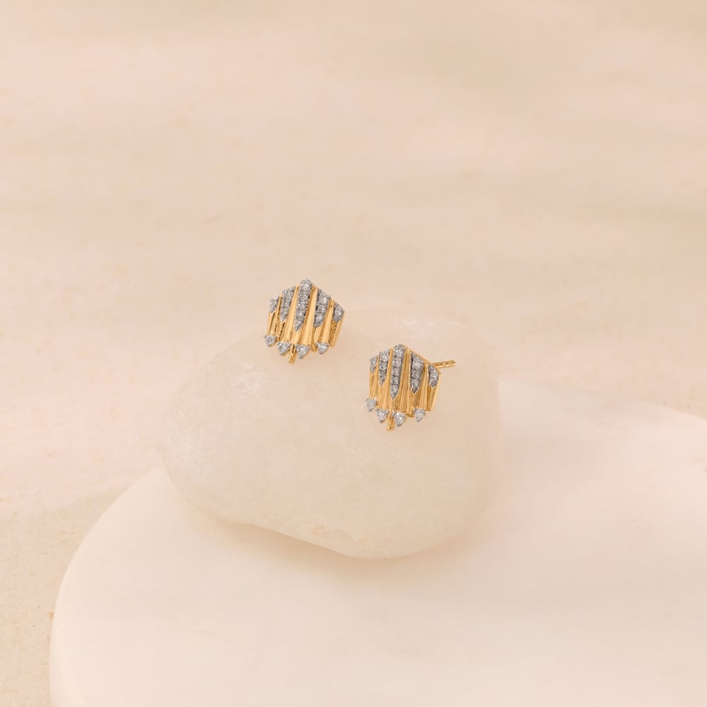 Striking Fanlight Diamond Stud Earrings