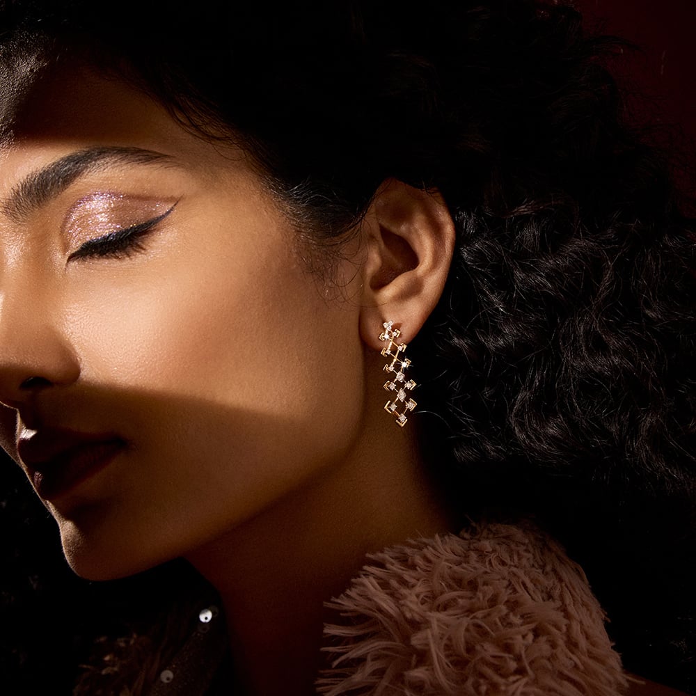Disco Dream Gold & Diamond Drop Earrings