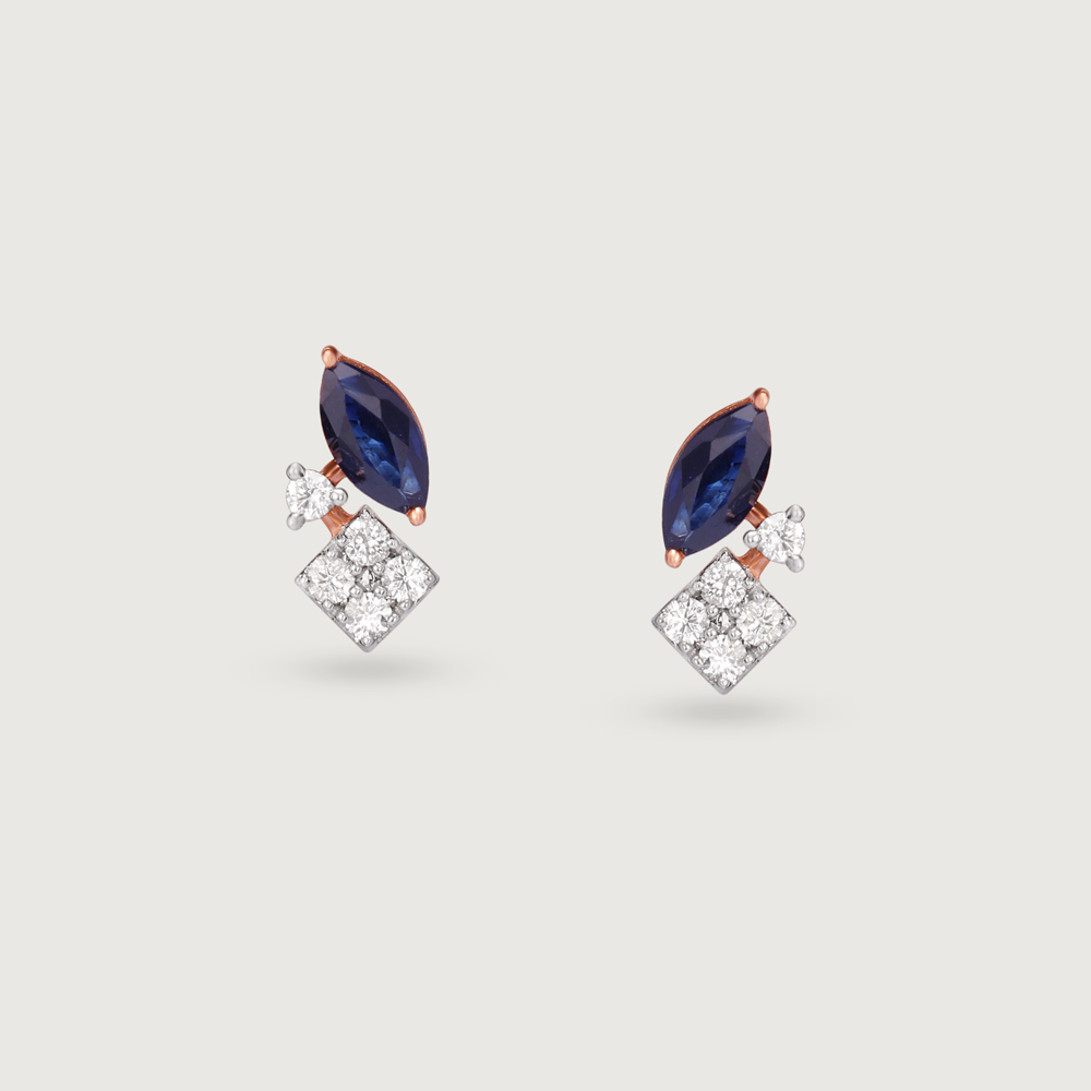Sapphire Sparkle Gold & Diamond Stud Earrings,,hi-res thumbnail 3