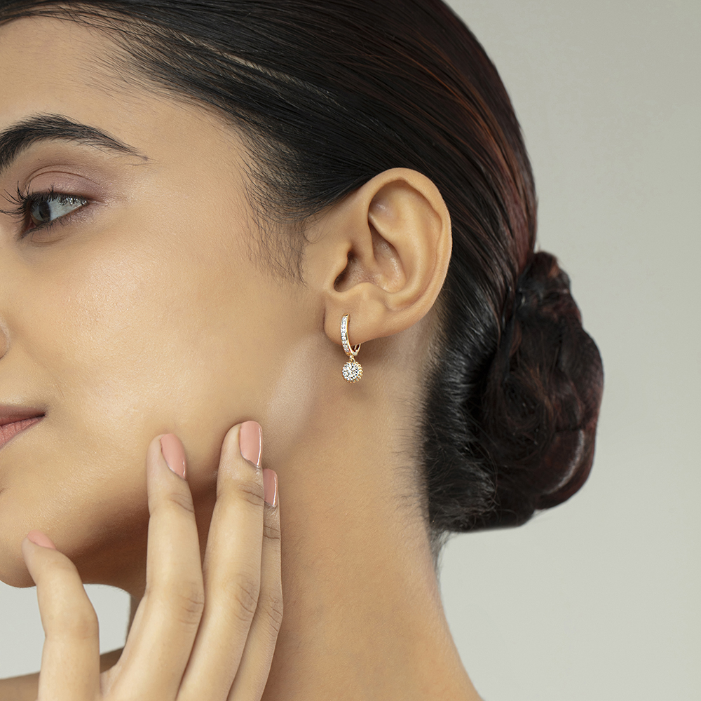 Dazzling Chic Gold & Diamond Hoop Earrings,,hi-res thumbnail 2