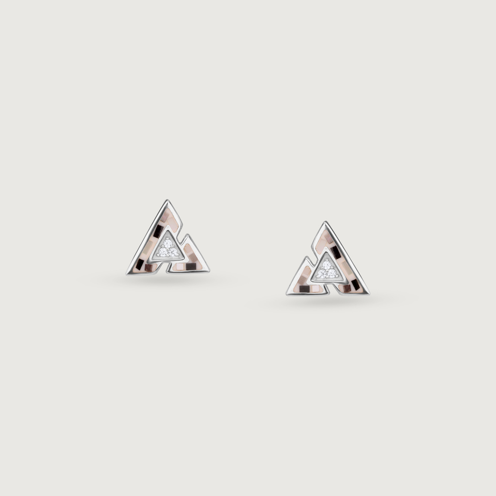 Artful Mosaic Silver Stud Earrings,,hi-res thumbnail 3