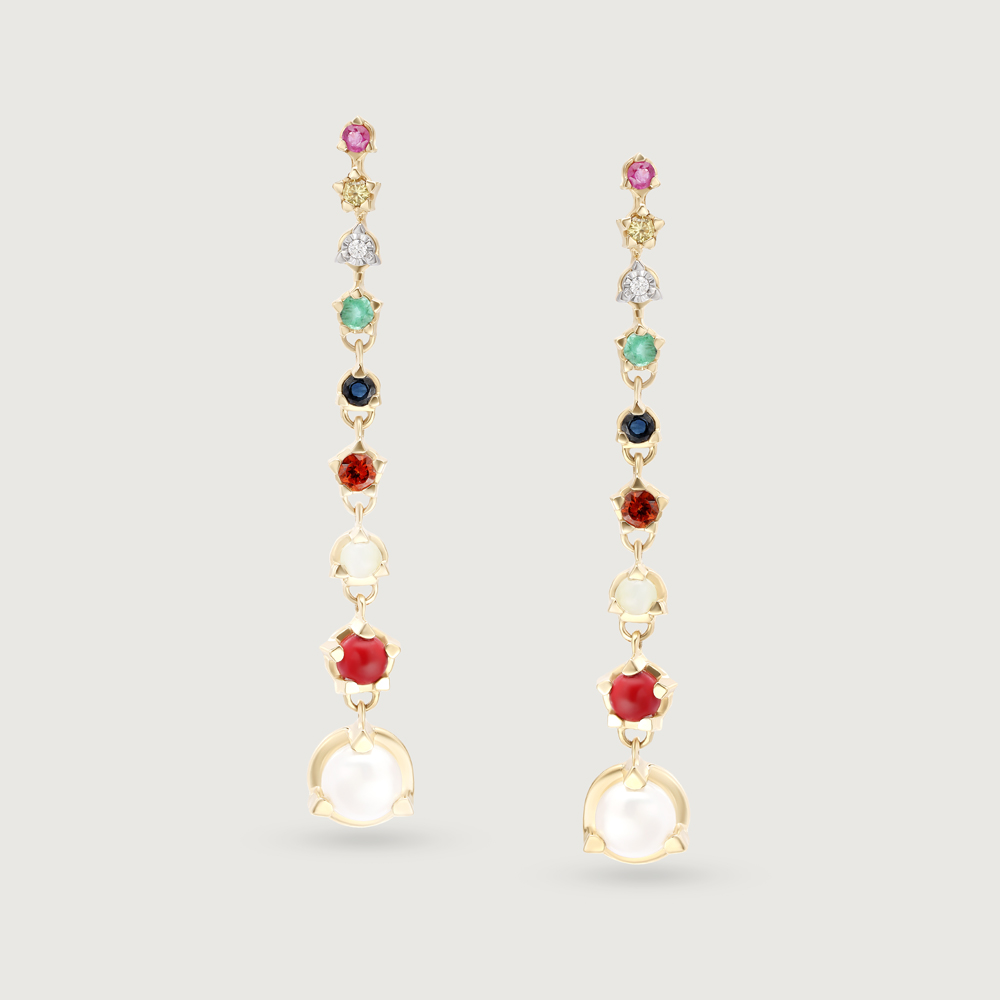 Solar Symphony 14KT Navratna Drop Earrings,,hi-res thumbnail 3