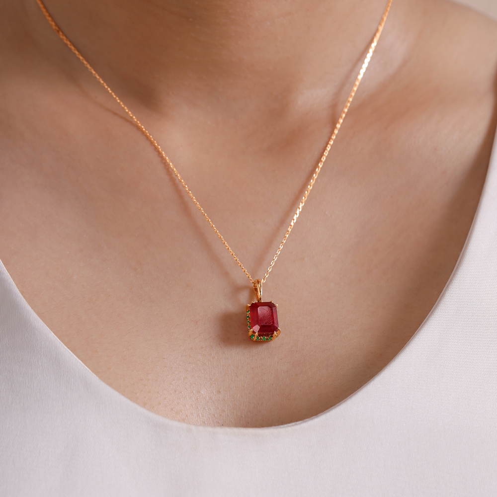 Bold Framed Onyx and Ruby Pendant,,hi-res thumbnail 2