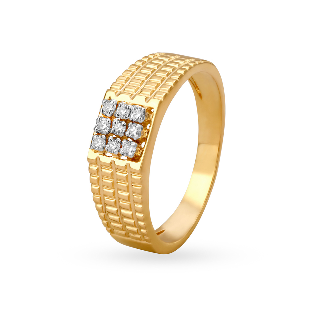 Iridescent 18 Karat Gold And Diamond Ring For Men