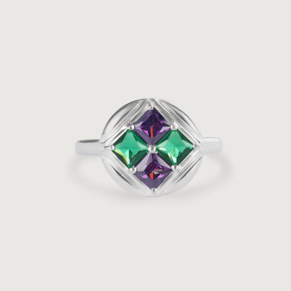 Amethyst Allure Square Silver Ring,,hi-res thumbnail 3