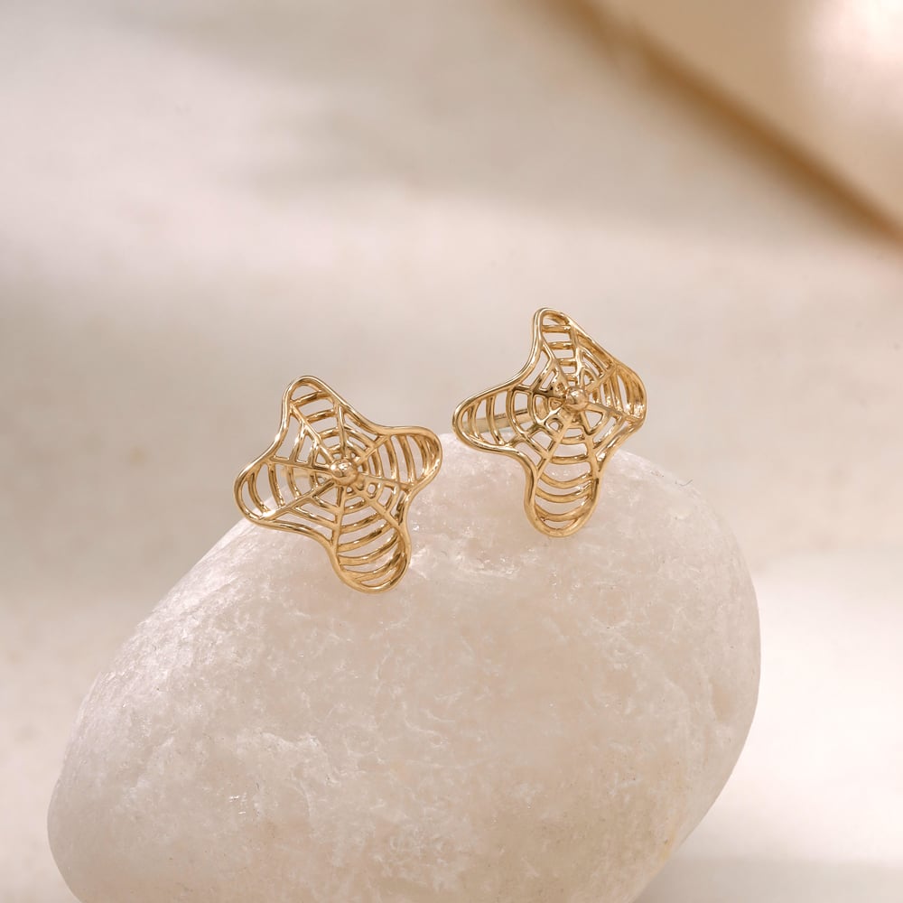 Fluid Bloom Gold Stud Earrings