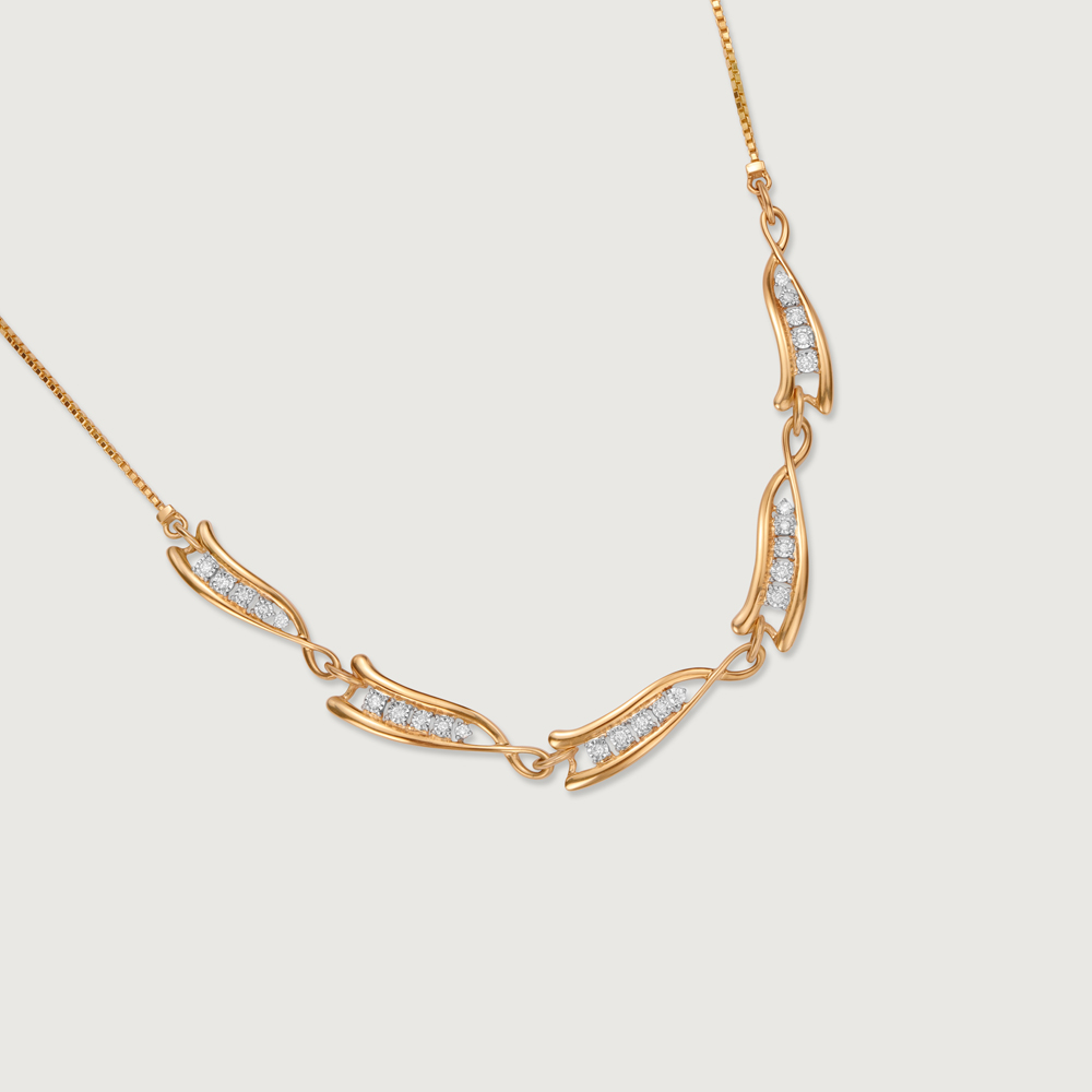 Elegant Rivulet 14 Kt Gold & Diamond Necklace,,hi-res thumbnail 4