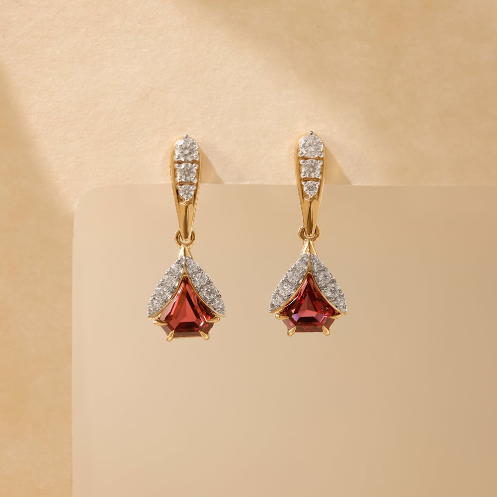 Joyful Lantern Pink Garnet Drop Earrings