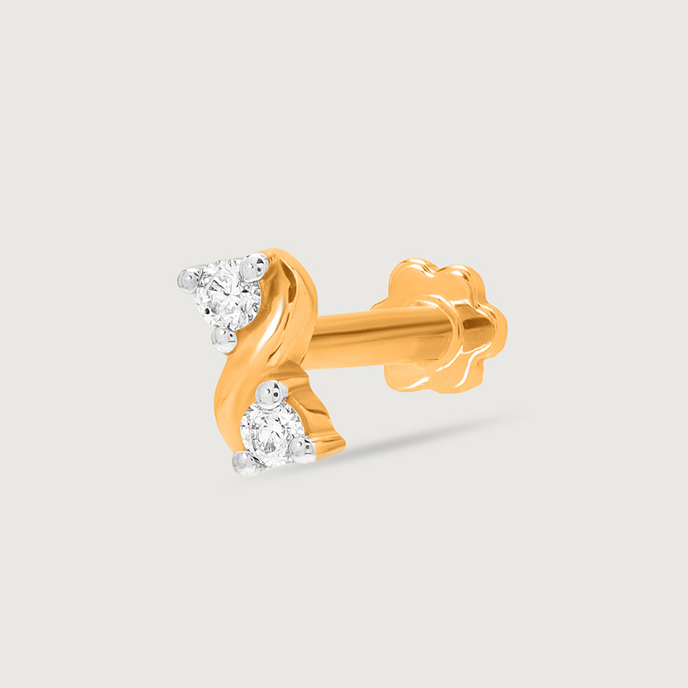 14KT Yellow Gold Diamond Nose Pin,,hi-res thumbnail 3