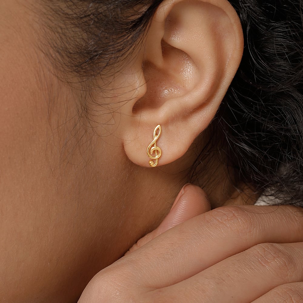 Melody Vibe Gold Stud Earrings,,hi-res thumbnail 2