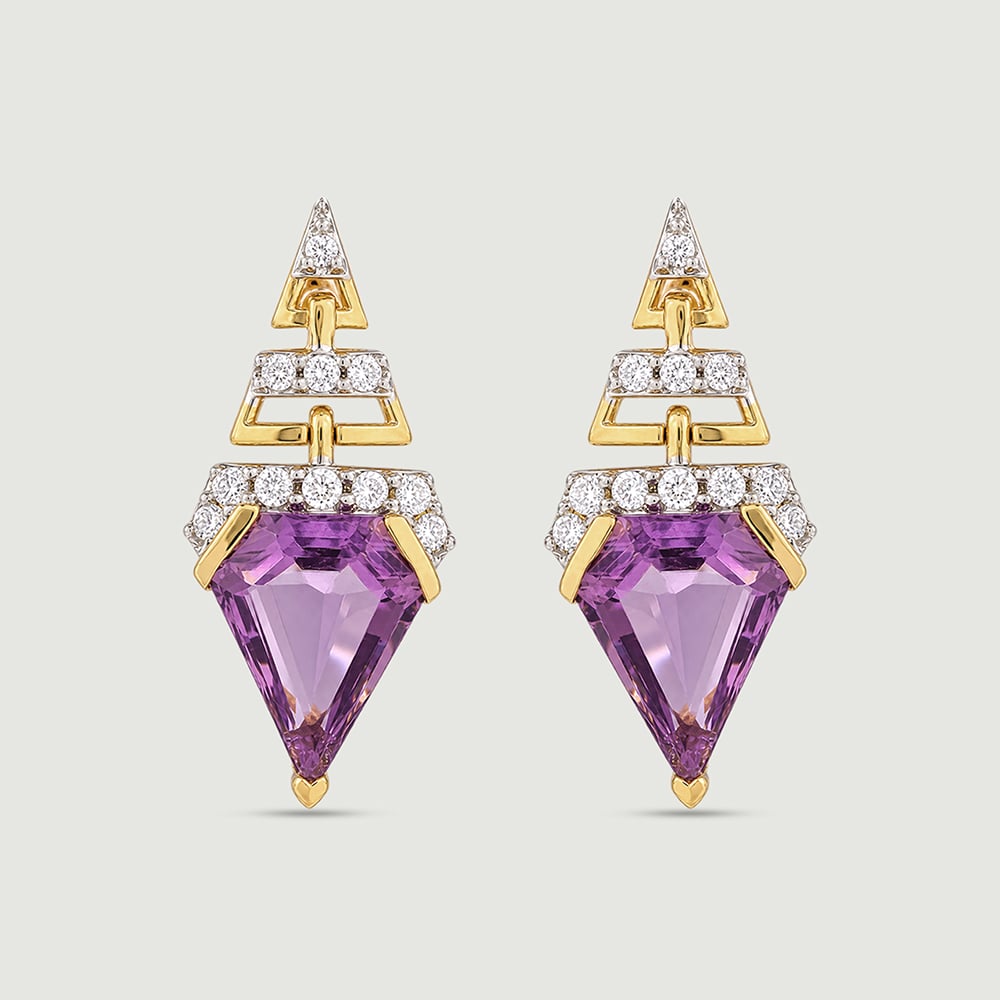 Sleek Radiant Amethyst Drop Earrings,,hi-res thumbnail 3