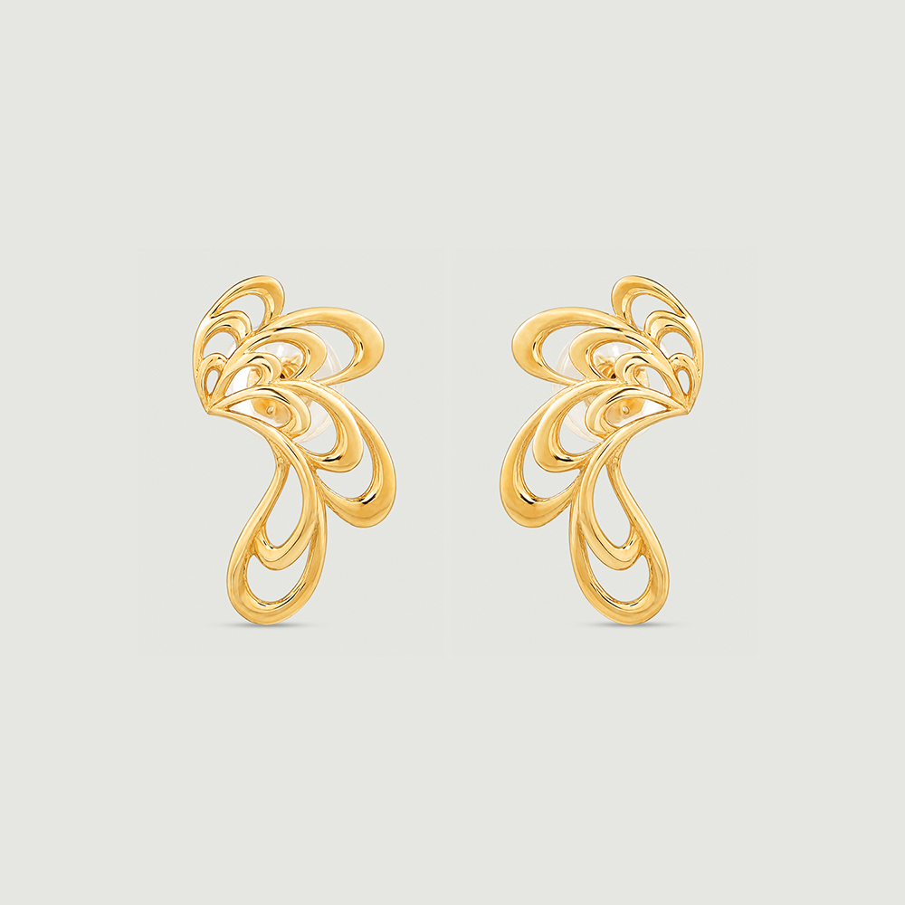 Fluid Diya Gold Stud Earrings,,hi-res thumbnail 3