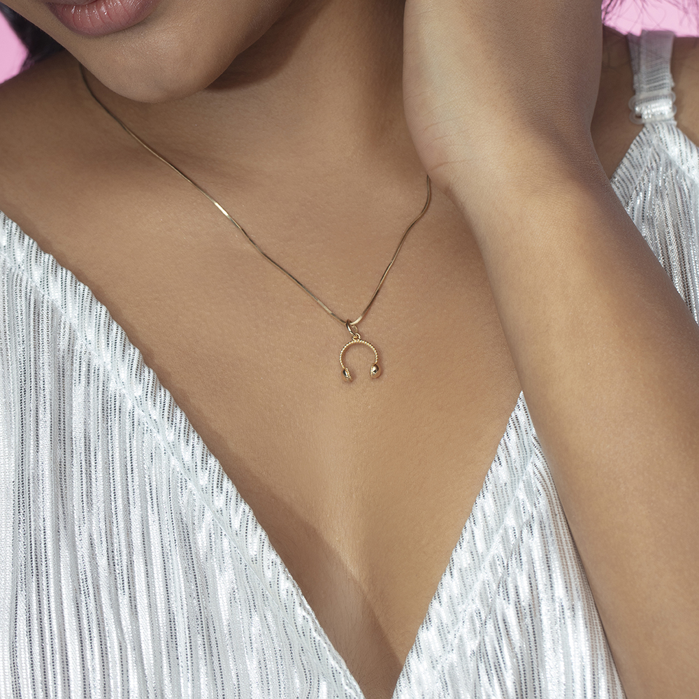 Headphone Charm Gold Pendant,,hi-res thumbnail 2